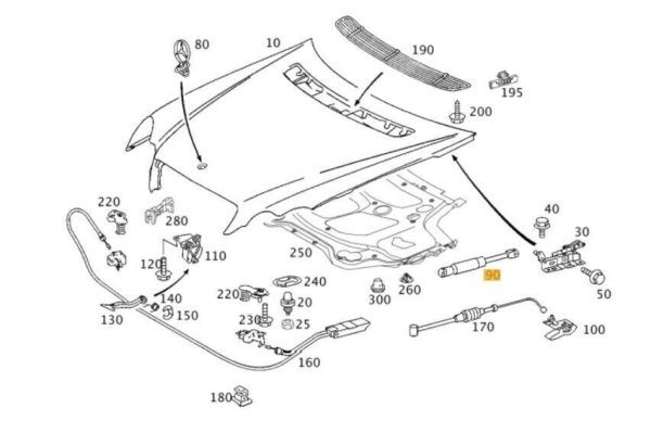 NEW GENUINE MERCEDES BENZ W203 FRONT BONNET GAS SUSPENSION STRUT LEFT N/S A2038800429 - Image 8