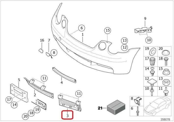 BMW GENUINE 3 E46 COMPACT FRONT M SPORT BUMPER FOG LIGHT GRILLES SET RIGHT LEFT 51117895035+51117895036 - Image 2