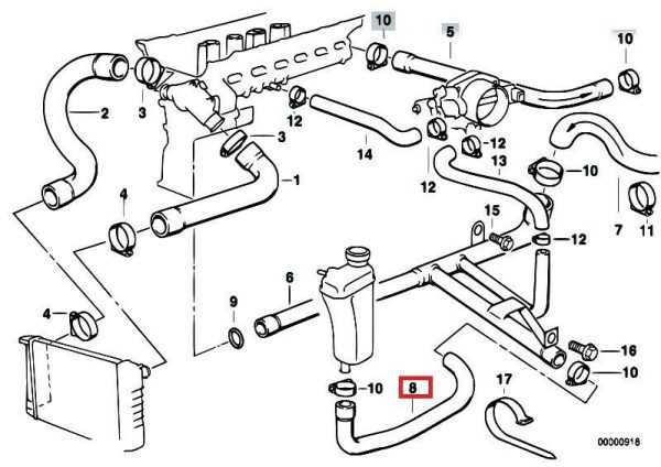 NEW GENUINE BMW 3 Z3 SERIES E36 EXPANSION TANK WATER HOSE 11531740649 - Image 2