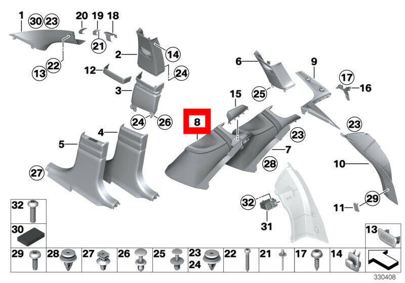 NEW GENUINE BMW 5 SER F07 GT LCI C PILLAR IVORY WHITE LEATHER COVER LEFT N/S 51477362079 - Image 2
