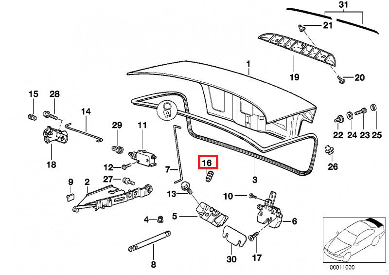 NEW GENUINE BMW 3 7 Z4 SERIES E36 E38 BUFFER STOP WITH EJECTOR FOR TRUNK LID 51248187291 - Image 2