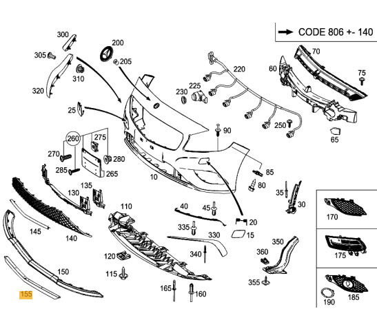 NEW GENUINE MERCEDES BENZ MB A CLASS W176 A45 AMG FRONT BUMPER SPOILER TRIM A1768853025 - Image 2