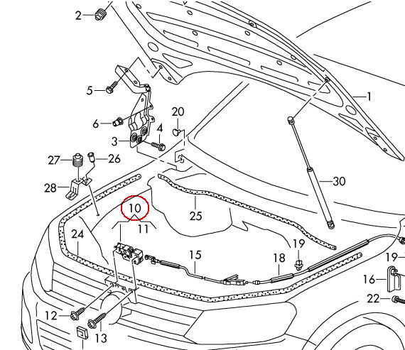 NEW GENUINE VW TOUAREG 2011-2016 BONNET LOCK MECHANISM LOWER PART - Image 2