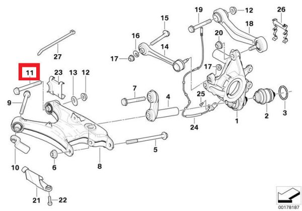 GENUINE BMW E39 SALOON REAR SUSPENSION ECCENTRIC CAMBER ADJUSTMENT BOLT 33321095102 - Image 2