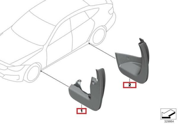 NEW BMW GENUINE F34 GT 2013 - 2017 FRONT REAR MUD FLAPS SPLASH GUARDS SET KIT - Image 2