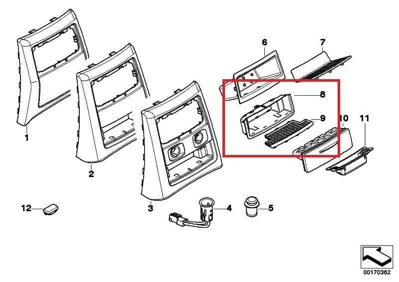 BMW NEW GENUINE E90 E91 REAR CENTER CONSOLE BEIGE LOWER BOTTOM INSERT WITH FOAM - Image 2