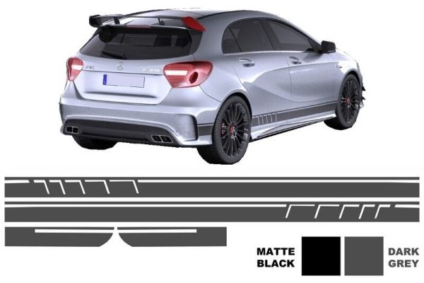 Side Decals Sticker Vinyl Dark Grey suitable for Mercedes CLA W117 C117 X117 (2013-2016) A Class W176 (2012-up) 45 Design Edition 1 - Image 10