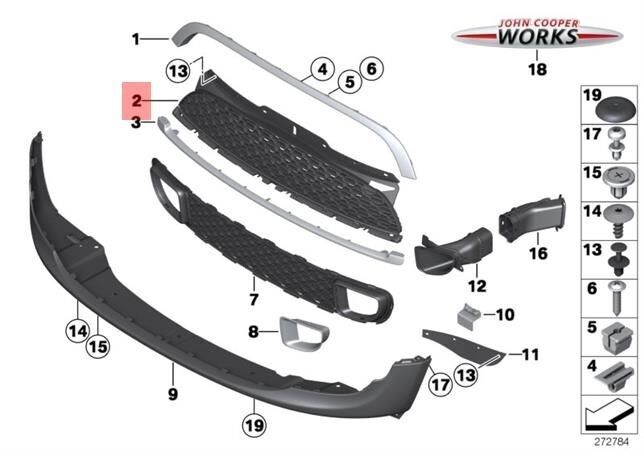 MINI NEW GENUINE R55 R56 R57 R58 R59 JCW S FRONT CENTER SECTION MESH GRILLE 51117255125 - Image 3
