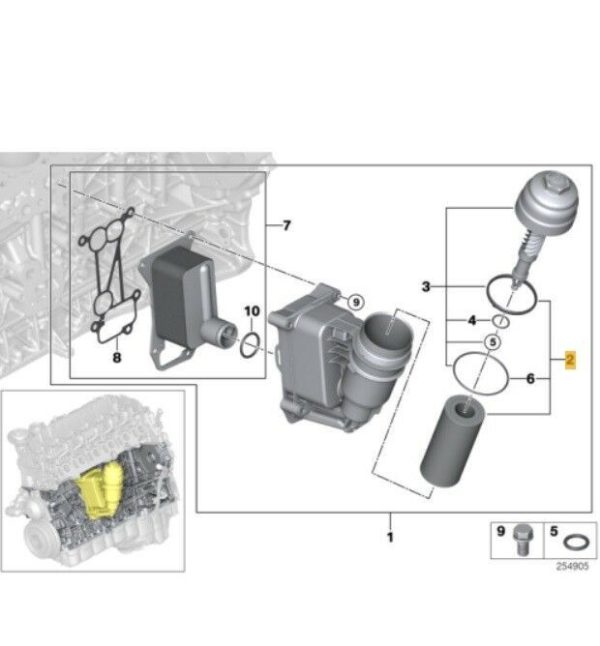NEW GENUINE BMW 3 5 7 SERIES X5 X6 DIESEL ENGINE N57 OIL FILTER 11427808443 - Image 2