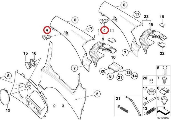 NEW GENUINE BMW 3 SERIES E46 CONVERTIBLE WIND DEFLECTOR MOUNT RIGHT SIDE 1PC 51717022378 - Image 2