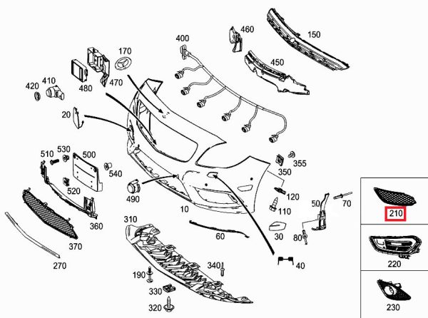 NEW GENUINE MERCEDES BENZ CLA CLASS C117 FRONT LOWER BUMPER GRILL RIGHT O/S A1178857600 - Image 3