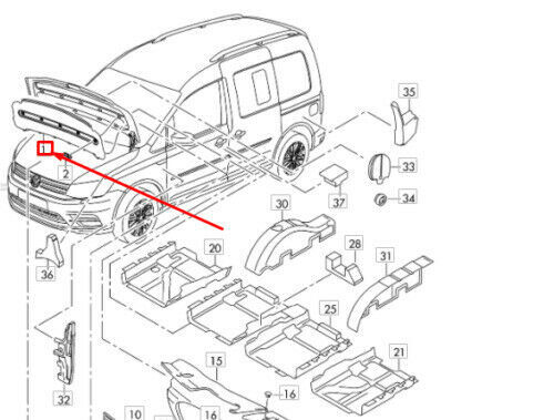 NEW GENUINE VOLKSWAGEN CADDY 2K ENGINE LID SOUND ABSORBER 2K0863831A - Image 2
