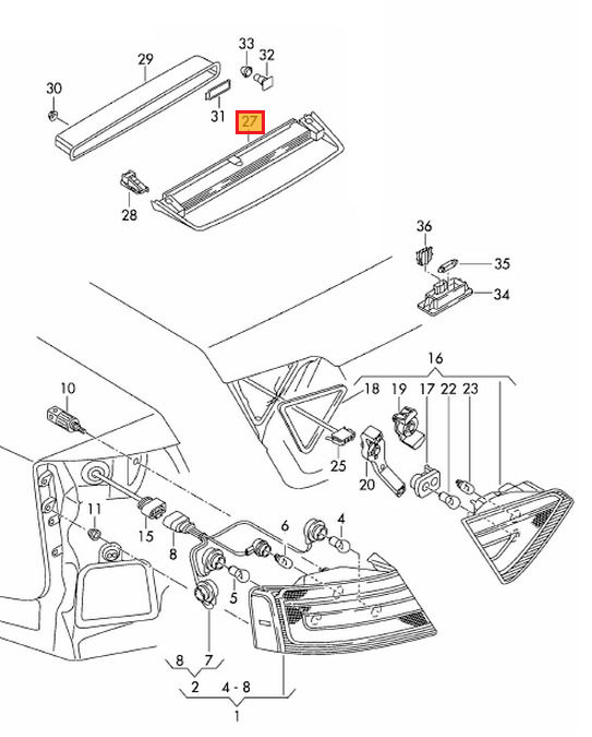 NEW GENUINE AUDI A5 8T REAR HIGH LEVEL CENTER THIRD 3RD LIGHT BRAKE 8T0945097B - Image 2