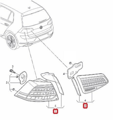 NEW GENUINE VW GOLF MK7 FACELIFT 2017-2018 REAR LED TAIL LIGHTS LEFT RIGHT SET - Image 2