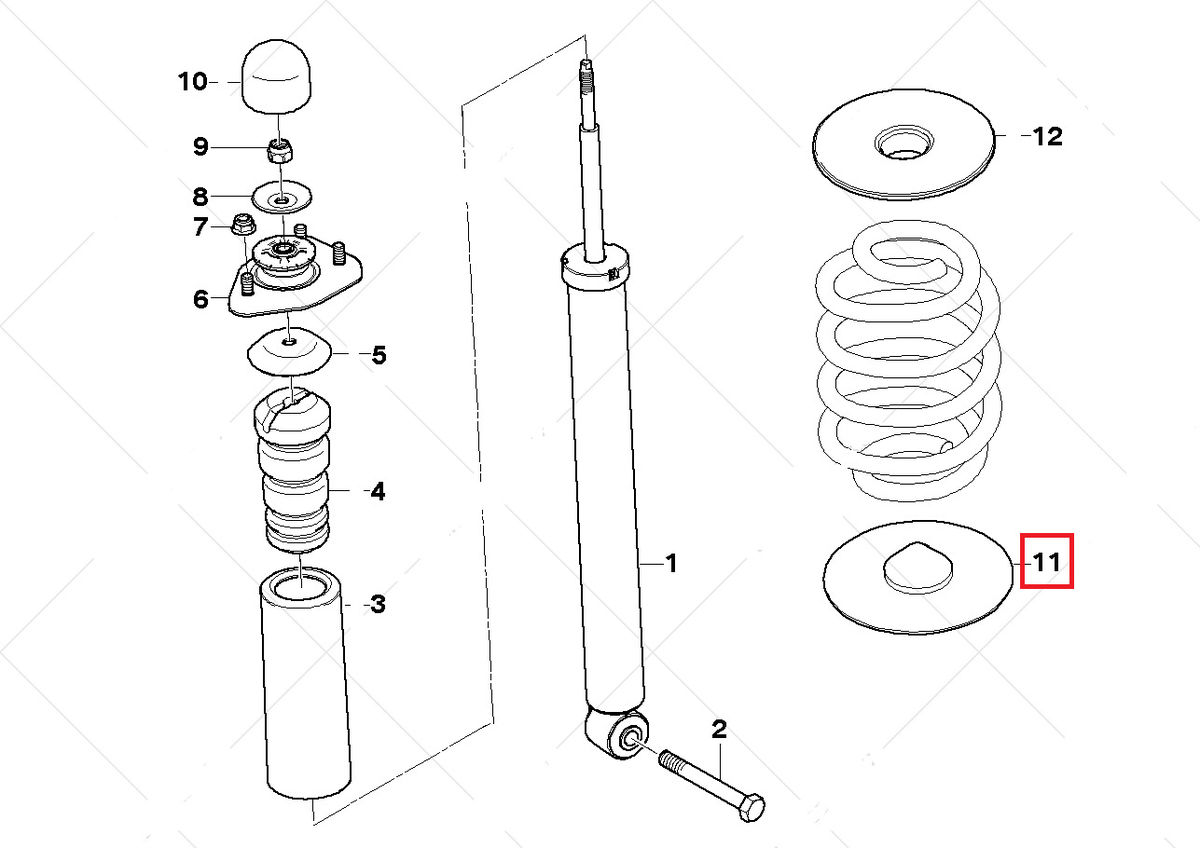 BMW GENUINE NEW E46 E83 E85 E86 REAR RUBBER LOWER SPRING PAD 33531094518 - Image 2