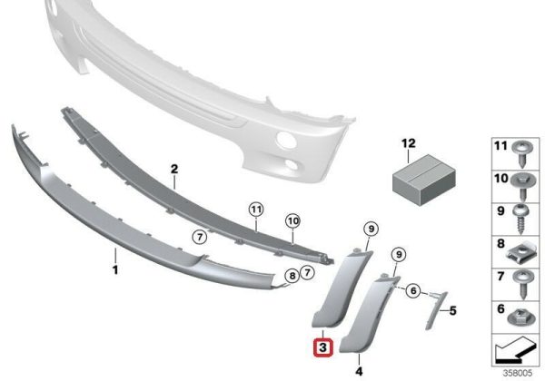 NEW GENUINE MINI COOPER S R53 TILL 2004/12 FRONT BUMPER SPOILER TRIM LEFT N/S 51111479090 - Image 2