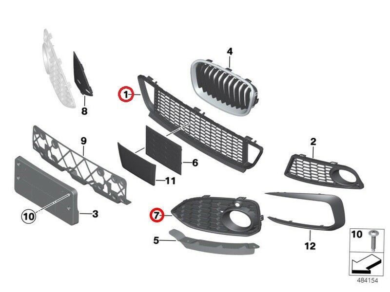 NEW GENUINE BMW 1 F20 F21 LCI 15-17 FRONT M SPORT BUMPER LOWER GRILL SET KIT - Image 2
