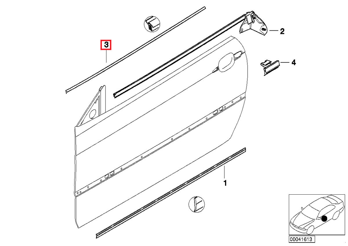 NEW GENUINE BMW 3 SERIES E46 SHADOW LINE WEATHERSTRIP TRIM LEFT N/S 51327890453 - Image 2