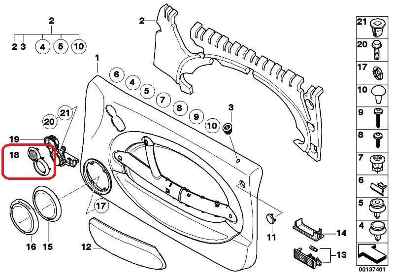 NEW MINI GENUINE R52 LEFT COVER FOR DOOR OPENER SPEAKER GRILLE GUN METAL GRAY 51419124127 - Image 2