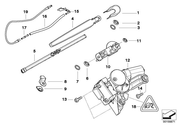 BMW NEW GENUINE 3 5 SERIES E91 E61 ESTATE REAR WIPER SHAFT PIVOT 61627209167 - Image 2