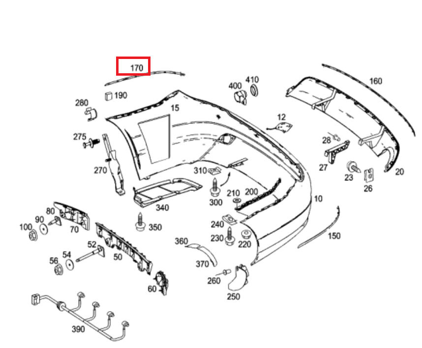 NEW GENUINE MERCEDES BENZ MB C CLASS W204 REAR BUMPER RIGHT CHROME MOLDING TRIM - Image 2