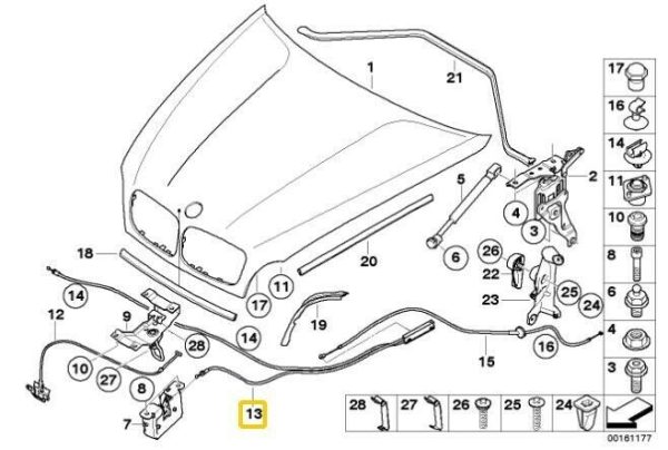 NEW GENUINE BMW X5 X6 SERIES BONNET HOOD LOCK RELEASE CABLE 51237184456 - Image 2