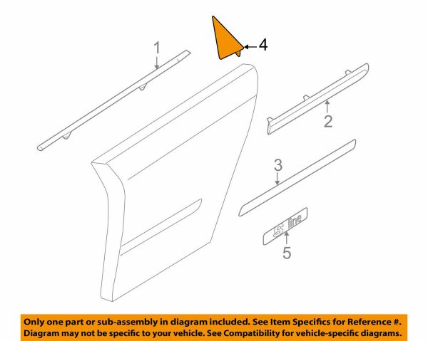 AUDI GENUINE A3 8P1 03-12 HATCHBACK REAR DOOR EXTERIOR TRIANGLE TRIM PAIR SET 8P4853274CY9B+8P4853273CY9B - Image 2
