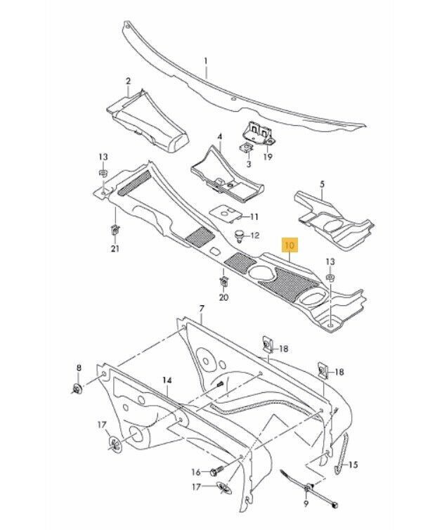 NEW GENUINE AUDI A4 A5 08-16 WINDSHIELD COWL PANEL COVER LHD 8K1819447B 01C - Image 2
