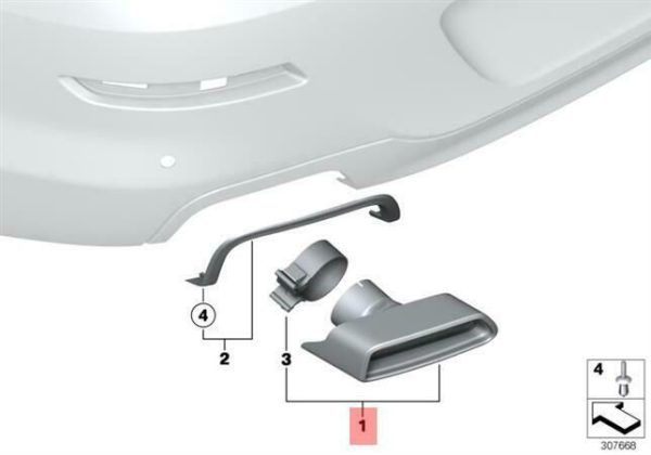 BMW GENUINE 5 SERIES F11 535d M SPORT CHROME EXHAUST TAIL PIPE TIP SET 18302298451 - Image 2