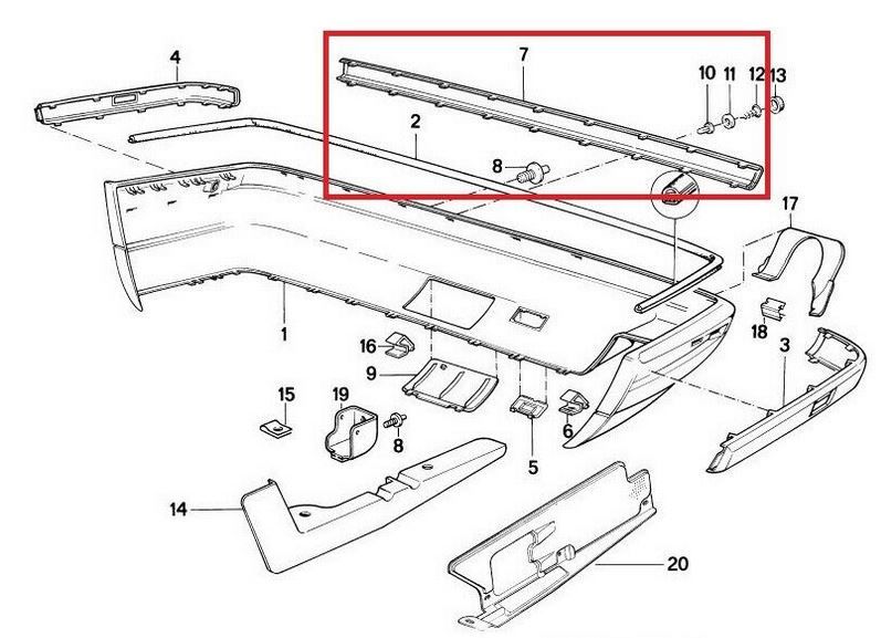NEW GENUINE BMW 5 SERIES (E34) REAR BUMPER CENTER TRIM MOLDING 51121944184 - Image 5