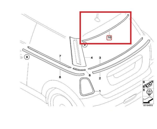 NEW GENUINE MINI R56 COOPER S REAR WINDOW TOP COVER TRIM 51317151130 - Image 4