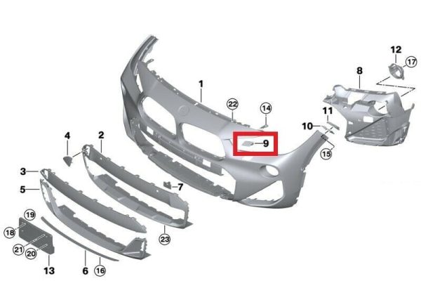 NEW GENUINE BMW X2 F39 FRONT M SPORT BUMPER HEAD LIGHT WASHER CAP RIGHT O/S 51118089910 - Image 2