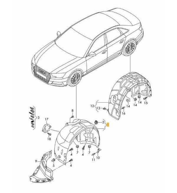 NEW GENUINE AUDI A4 B9 16- FRONT WHEEL INNER ARCH PROTECTION COVER RIGHT O/S 8W0821172A - Image 2