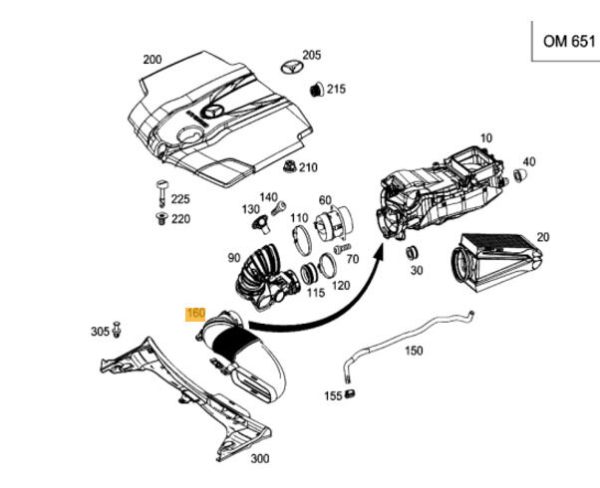NEW GENUINE MERCEDES BENZ MB C CLASS C250 CDI W205 AIR INTAKE HOSE A6510903242 - Image 2