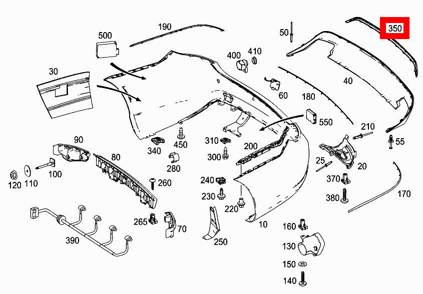 NEW GENUINE MERCEDES BENZ E CLASS W207 REAR BUMPER LOWER CHROME TRIM A2078851821 - Image 2