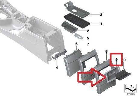 BMW NEW GENUINE 1 2 3 4 SERIES REAR CENTER CONSOLE COMPARTMENT 51169230128 - Image 2