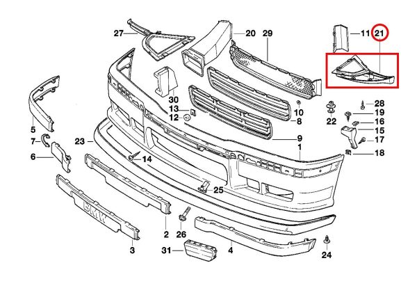 BMW NEW GENUINE E36 FRONT M-TECHNIC BUMPER LOWER MOULDING LEFT N/S 51712250641 - Image 5