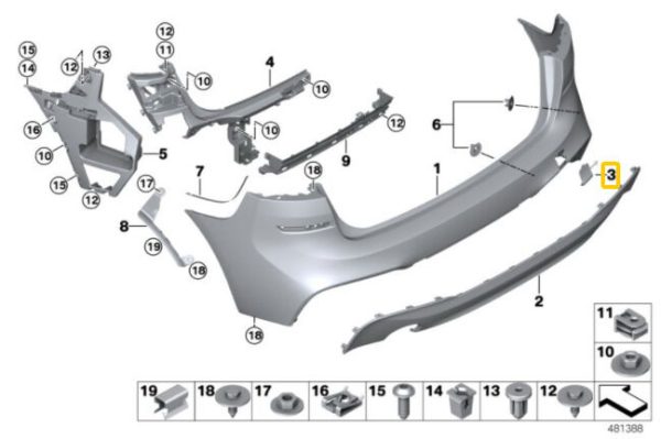 NEW GENUINE BMW 2 SERIES F46 REAR BUMPER TOW HOOK EYE COVER 51128067067 - Image 2