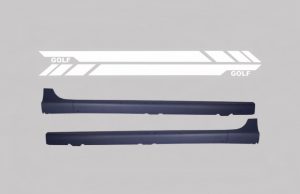Side Skirts suitable for VW Golf V MK5 (2003-2007) with Side Decals Sticker Vinyl White GTI Design
