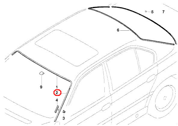 BMW NEW GENUINE 7 SERIES E38 FRONT WINDOW WATER DRAIN MOLDING TRIM LEFT N/S 51318125889 - Image 2