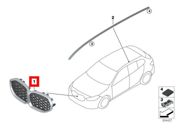 NEW GENUINE BMW 1 SERIES F40 M135iX FRONT KIDNEY GRILL CERIUM GREY 51137450961 - Image 2