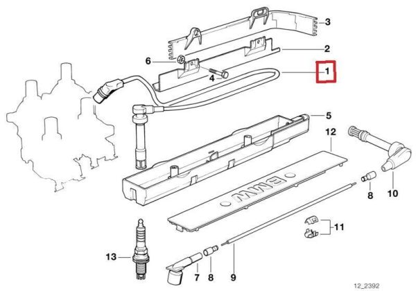 NEW GENUINE BMW 3 SERIES E36 Z3 E36 IGNITION WIRINGS LOOSE 4PCS 12121247523 - Image 2