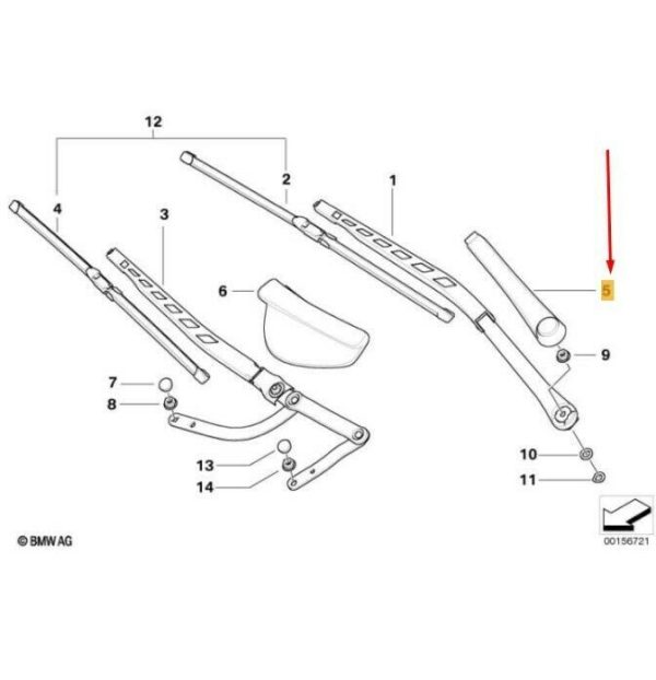 BMW NEW GENUINE 5 E60 E61 E63 FRONT WINDSHIELD WIPER ARM CAP COVER LEFT 61617037356 - Image 2