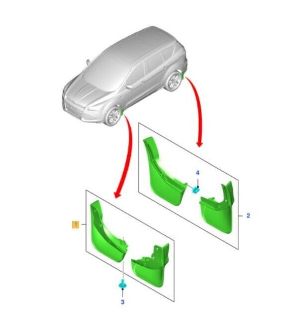 NEW GENUINE FORD KUGA MK2 2016- FRONT WHEELS MUD FLAPS SPLASH GUARDS SET 2294536 - Image 2