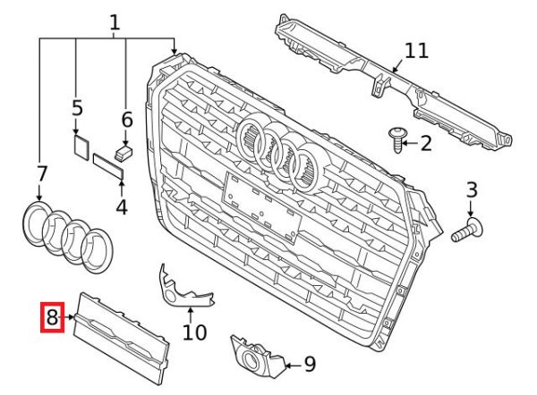 NEW GENUINE AUDI A5 FRONT LICENSE PLATE BRACKET FILLER TRIM 8W6807287BRN4 - Image 2