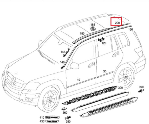 NEW GENUINE MERCEDES MB X204 GLK ROOF COVER STRIP REAR LEFT A2046903782 - Image 3