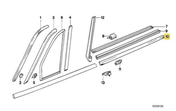 GENUINE BMW E30 CONVERTIBLE Cabrio REAR WINDOW RAILING GASKET RIGHT 51131961794 - Image 2