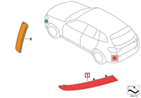 BMW NEW GENUINE X3 SERIES G01 REAR BUMPER REFLECTOR PAIR SET LEFT RIGHT - Image 2