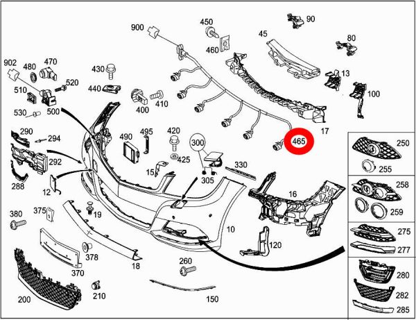 NEW GENUINE MERCEDES C W204 FRONT BUMPER PDC SENSOR WIRING HARNESS A2044409734 - Image 2