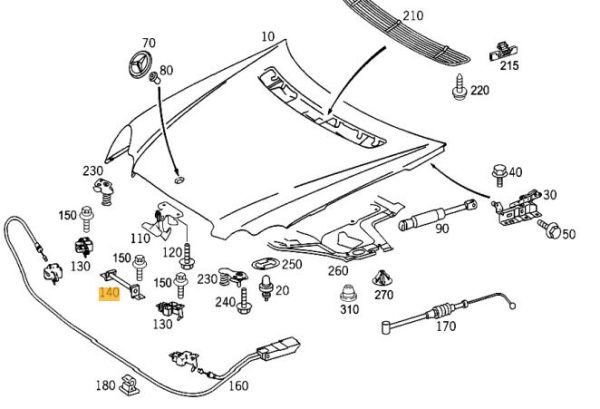 NEW GENUINE MERCEDES BENZ MB CLK CLASS W209 ENGINE HOOD SAFETY RETAINING HOOK A2038800064 - Image 3